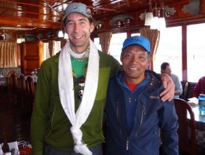 Luke Timmerman and Lakpa Rita Sherpa, Namche, Nepal, Apr. 2018
